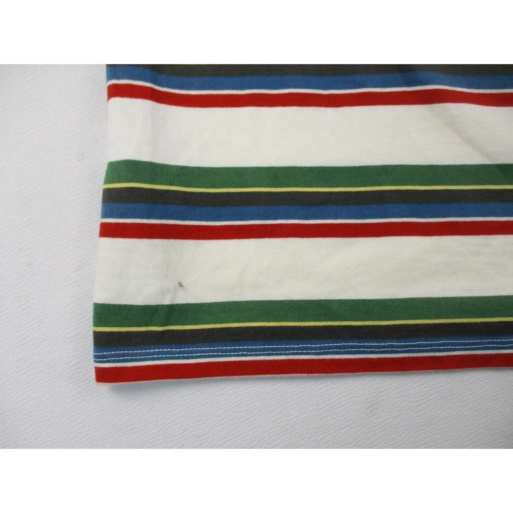 Guess Shirt Mens Medium White Multicolor Striped Embroidered Logo Retro Y2K - Picture 10 of 11